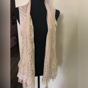 BKE Boutique Vest with Lace, Tiered Ruffles, Boho Chic, Size Medium